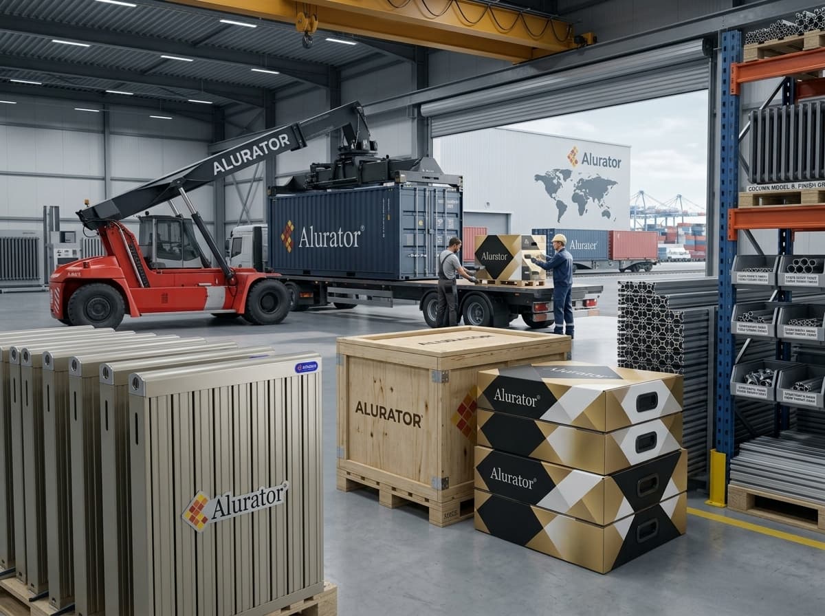 Alurator OEM ve özel üretim alüminyum radyatör sevkiyatı, konteyner lojistiği